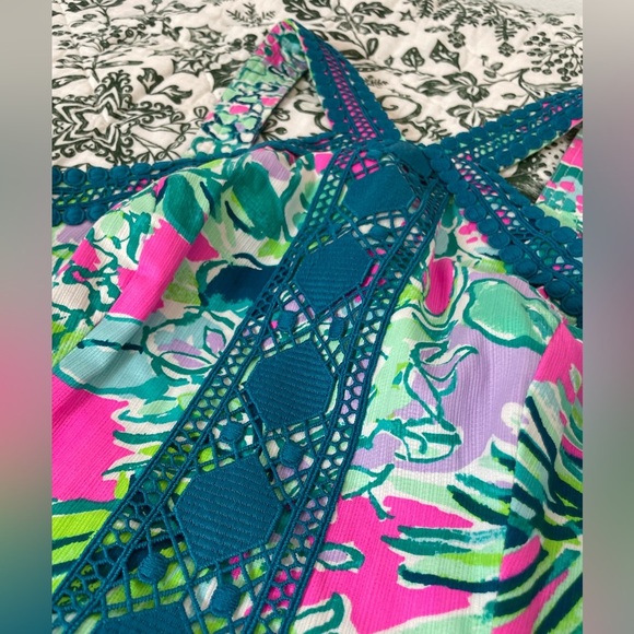 Lilly Pulitzer Vena Early BLOOMER Shift DRESS Multi Pop Up Jungle 0 Lace Teal - Picture 6 of 14
